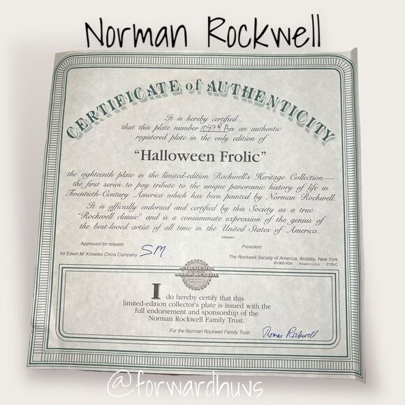 Norman Rockwell Heritage Collection Limited Edition Plate  “The Halloween Frolic - Picture 5 of 8